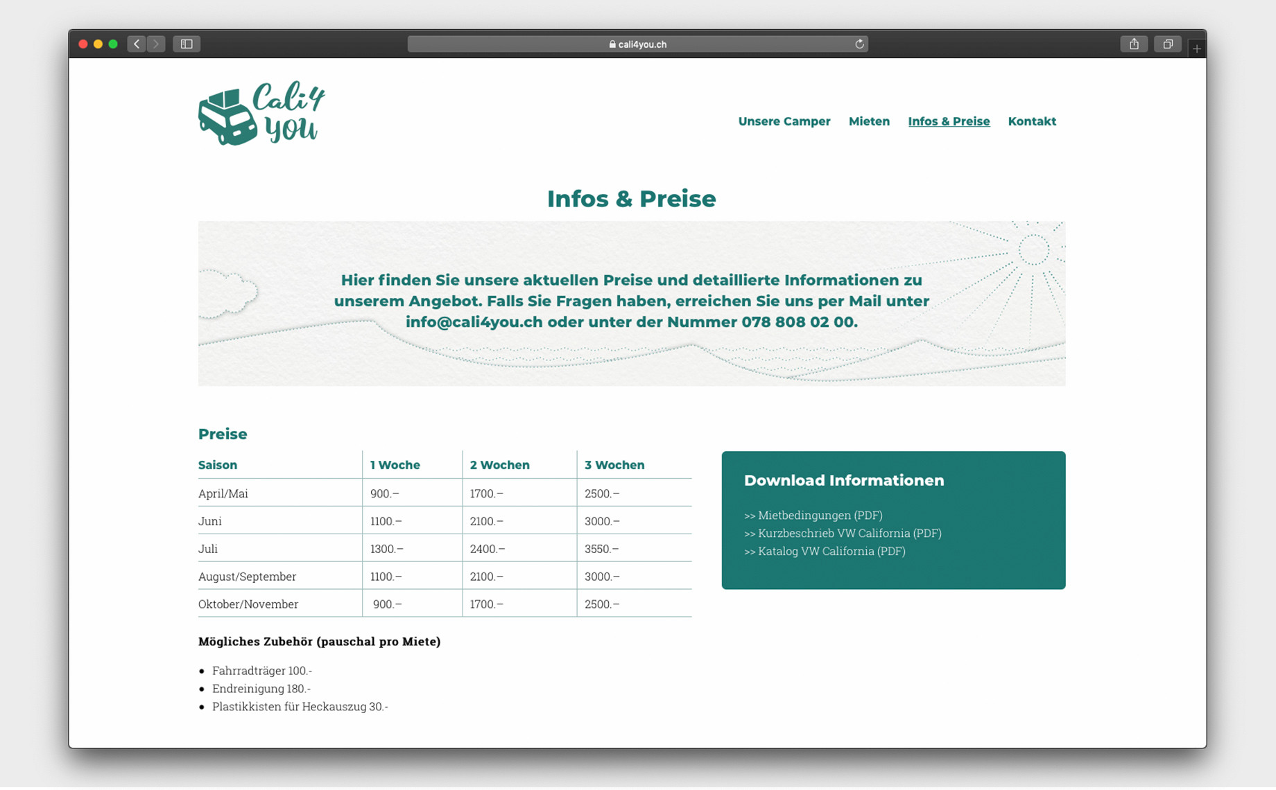 Website Cali4You Bild 3